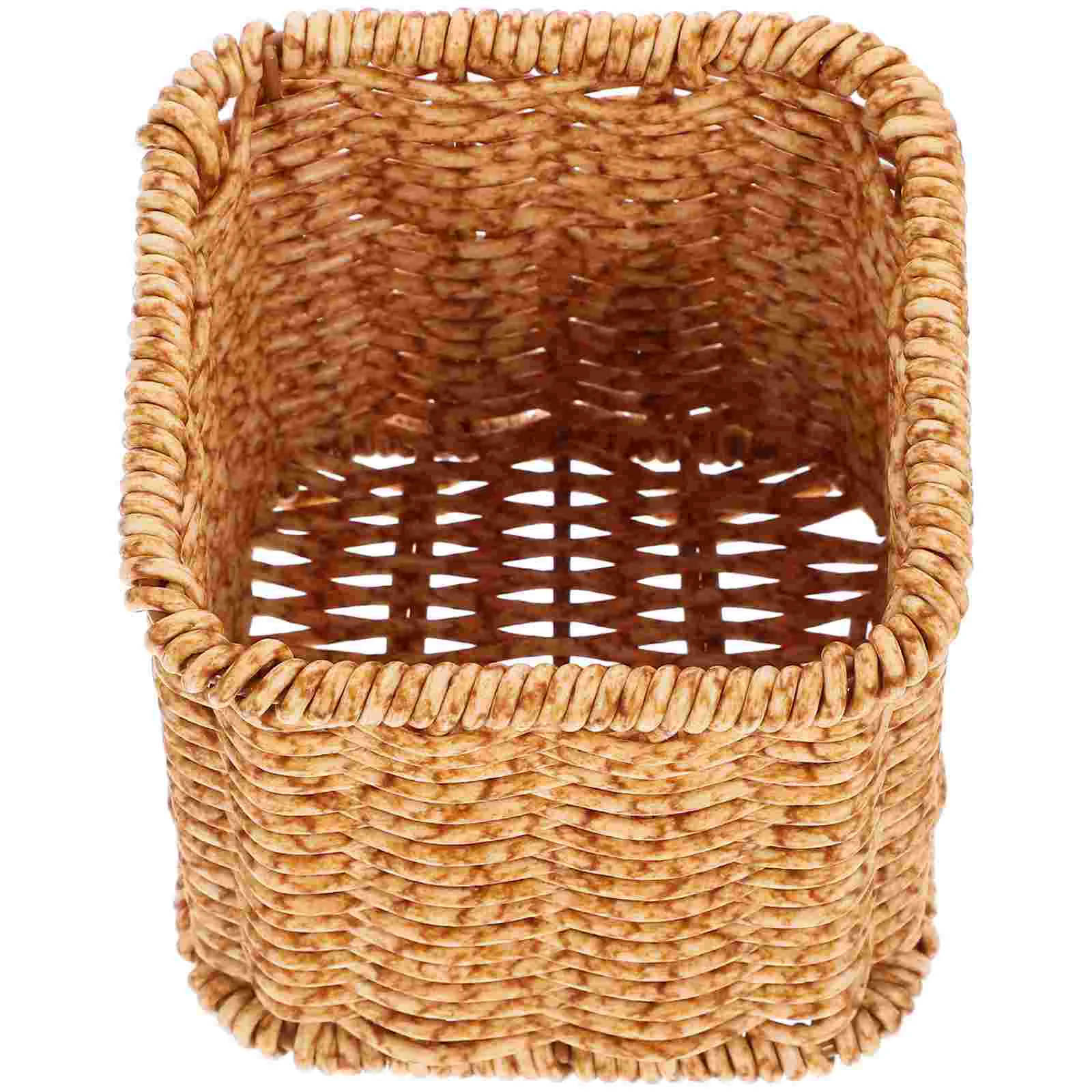 Holders Imitation Rattan Pen Storage Box Trashcan Organizer Pastoral Style Container Khaki Plastic Desk Accessories