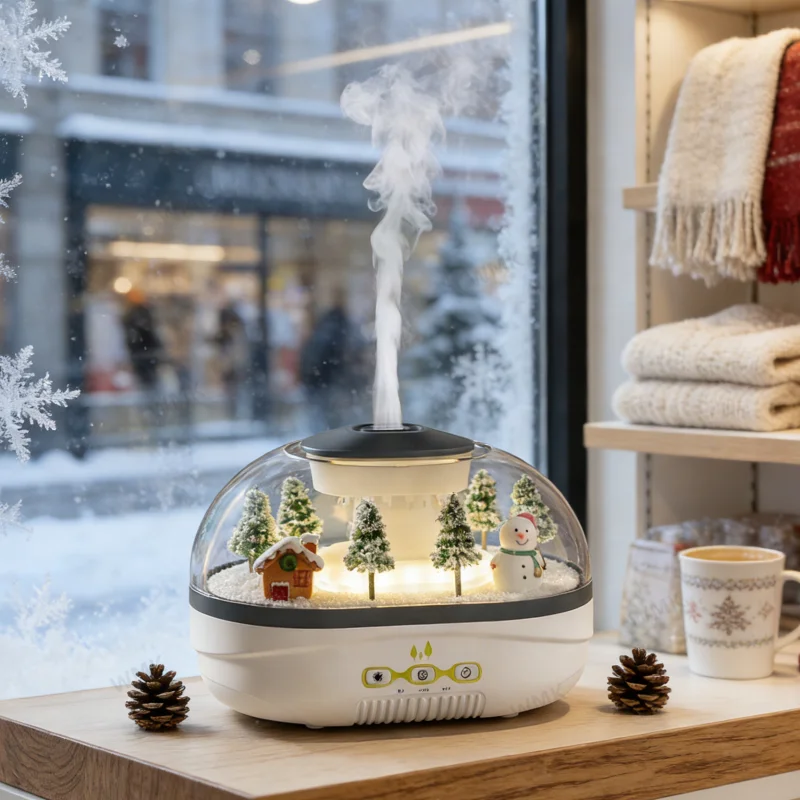 Portable 400ML Snow Scene Micro Landscape Raindrop Humidifier with Night Light