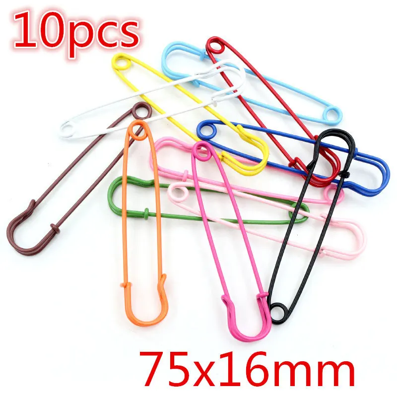 

10PCS 7.5CM Large Safety Pins Heavy Duty Safety Pin Colorful Sturdy Bulk Brooch For DIY Craft Skirts Clothes Blanket Accessories