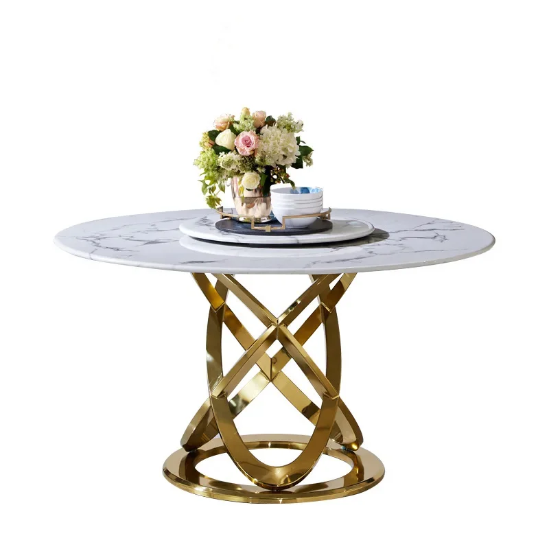 

Round dining table and chair combination simple postmodern light luxury