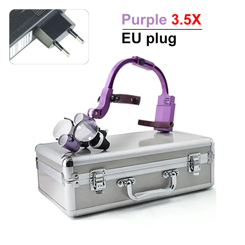 VVDental 5W Dental LED lámpara de luz de cabeza 2.5X 3.5X Dentisit faro quirúrgico aumento lupas binoculares 320-420mm