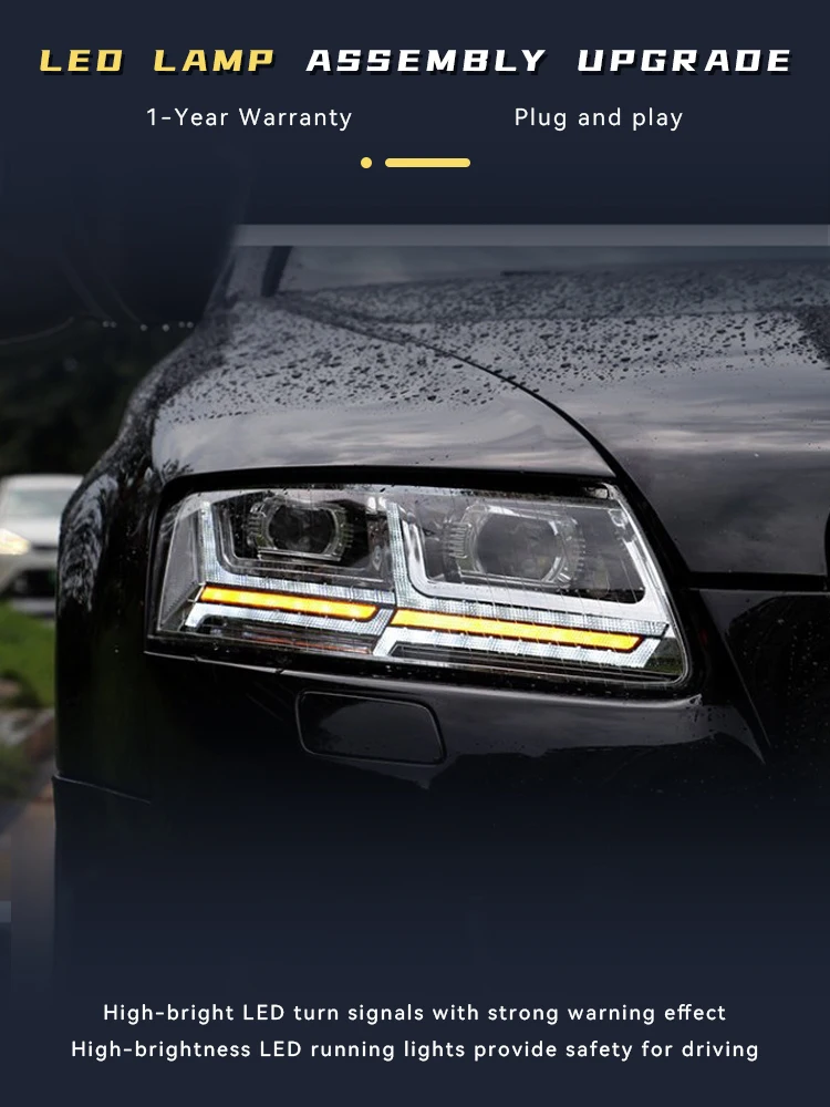 

Car Head Lights For Audi A6L 2005-2011 Flowing Water Turn Signal Dual Lens Design Headlight Upgrade LED Front Lamp Accessories