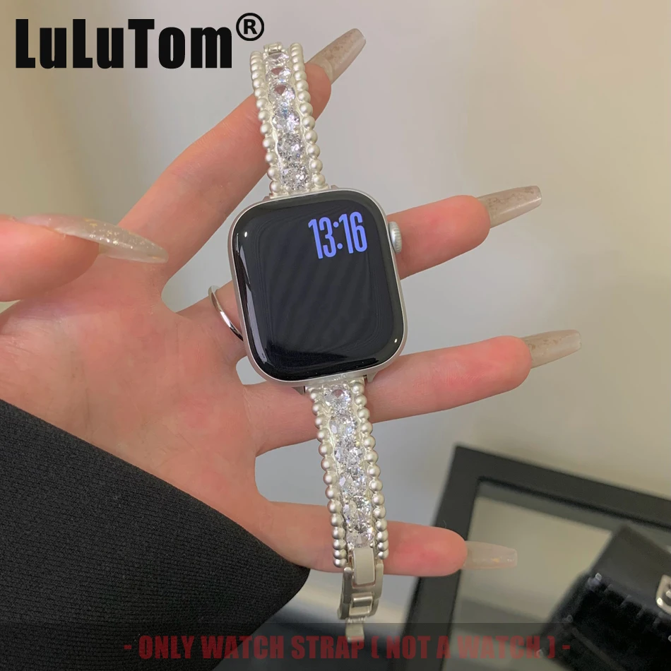 

Роскошный ремешок-браслет с бриллиантовым венком для Apple Watch серии 10, 9, 8, 7, 6, 5, 4, 3 2 SE Ultra 38 мм-49 мм, женский элегантный ювелирный ремешок