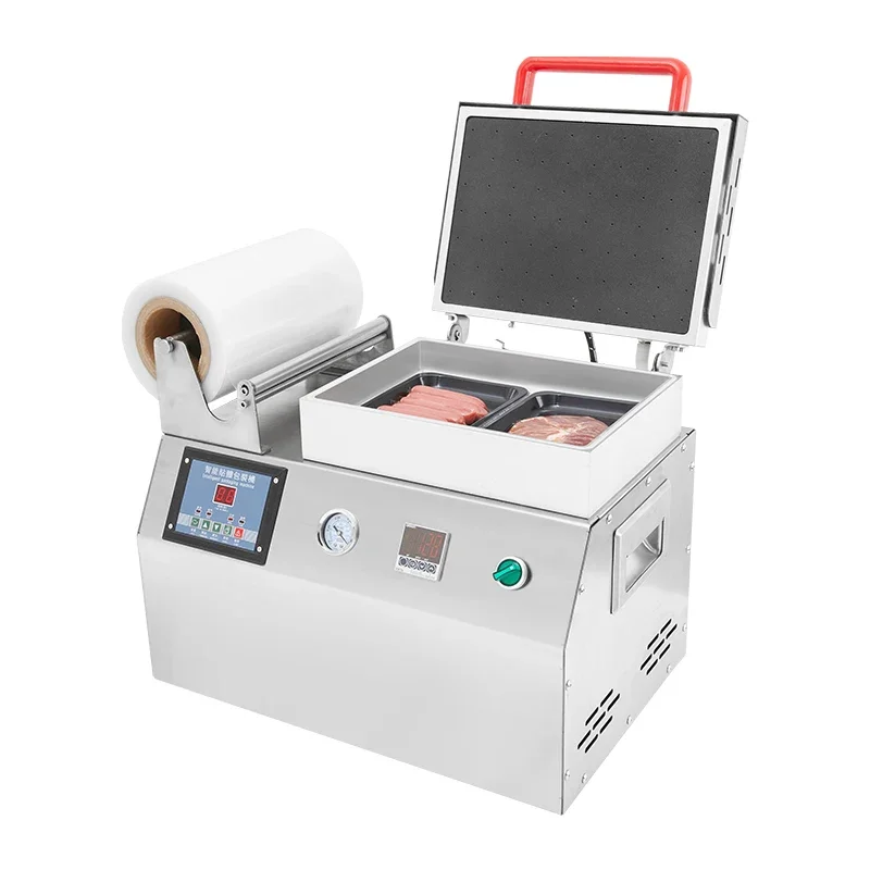 

Small Manual Packaging Sealer Tray Sealing Machine Food Plastic Containers Vacuum Packing Machine