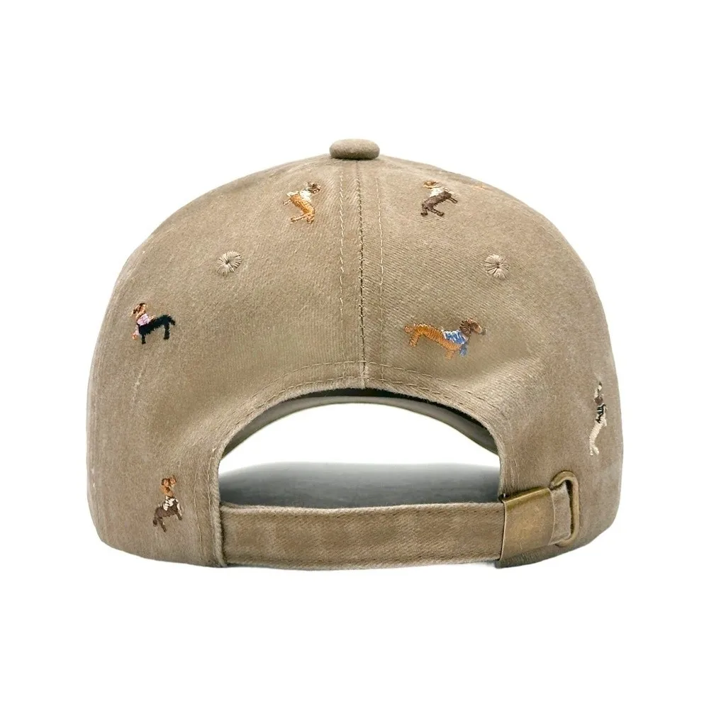 Fashion Punk Embroidery Puppy Cap Washed Cotton Vintage Baseball Cap Soft UV Protection Distressed Baseball Cap Women 4