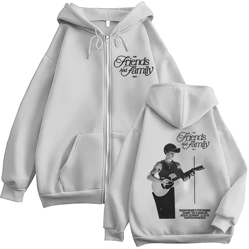 مغني الراب شون مينديز جولة ألبوم سترة هودي ملابس للرجال عالية الجودة الصوف سستة البلوز خمر المتضخم زمم هوديي