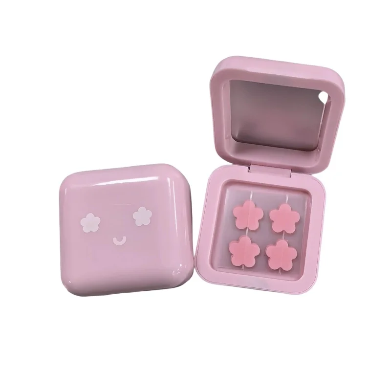 

Гидроколлоидные патчи от прыщей Pink Petals с зеркальным футляром для хранения, временные наклейки от акне для лица, инструмент для макияжа с зеркалом