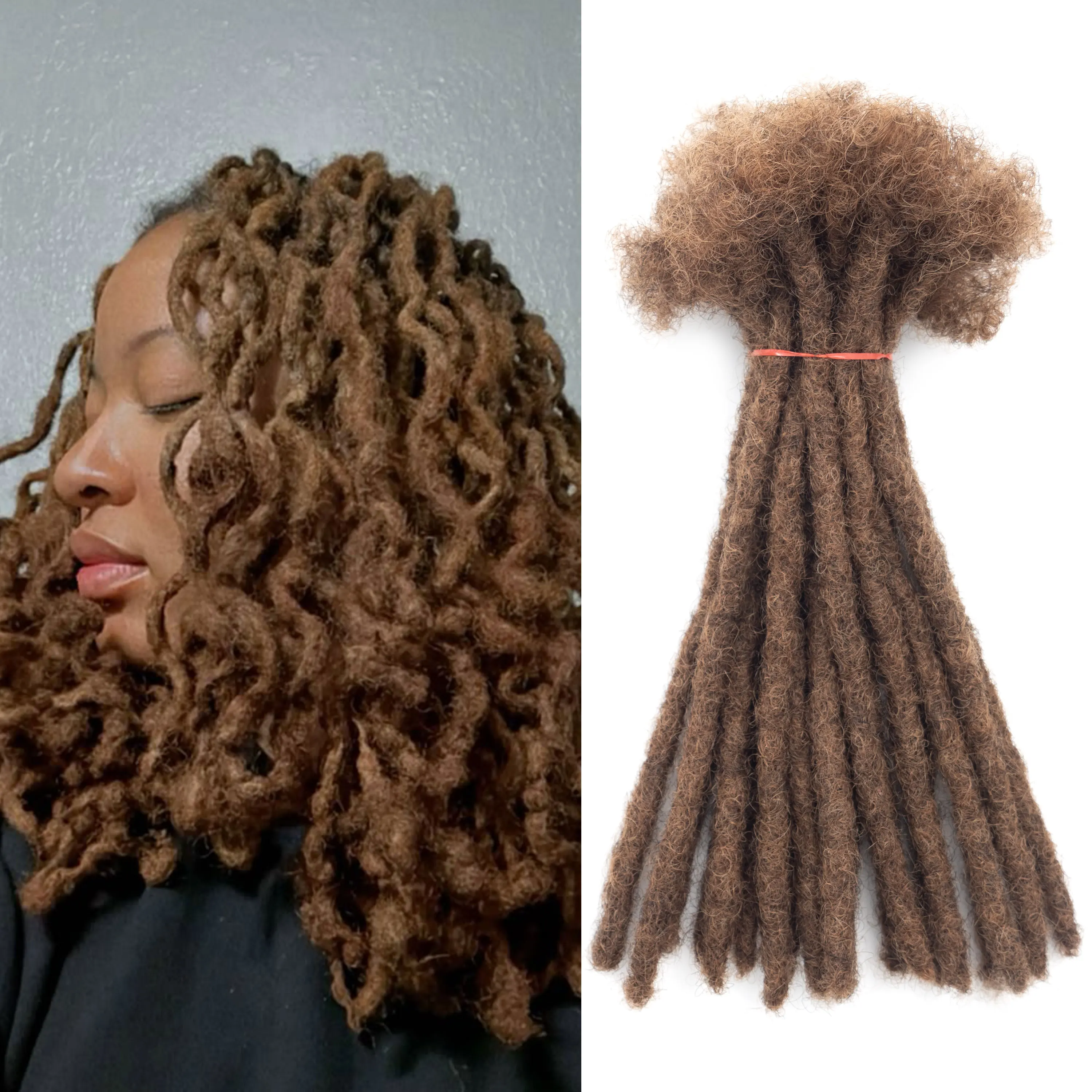 20strands/pack #33 0.6cm Thickness Locs Hair Extensions Braids for African Hair Curly Afro Kinky Dreadlock Extensions Human Hair