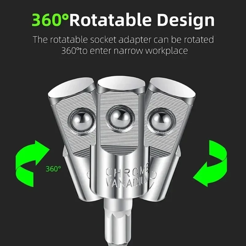 Impact Driver Socket Adapter 360 Degree Rotatable 1/4 3/8 1/2 Wrench Drill Hex to Square Male Converter Nut Electric ScrewDriver - view 6