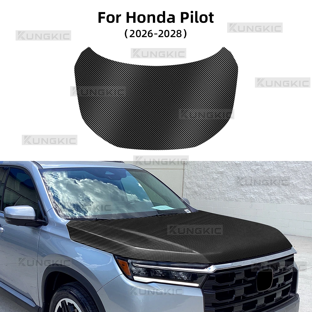 For Honda Pilot 2026 2027 2028 Car Engine Hood Front Strip Protective Film PPF TPU Glossy Carbon Texture Refit Color Sticker