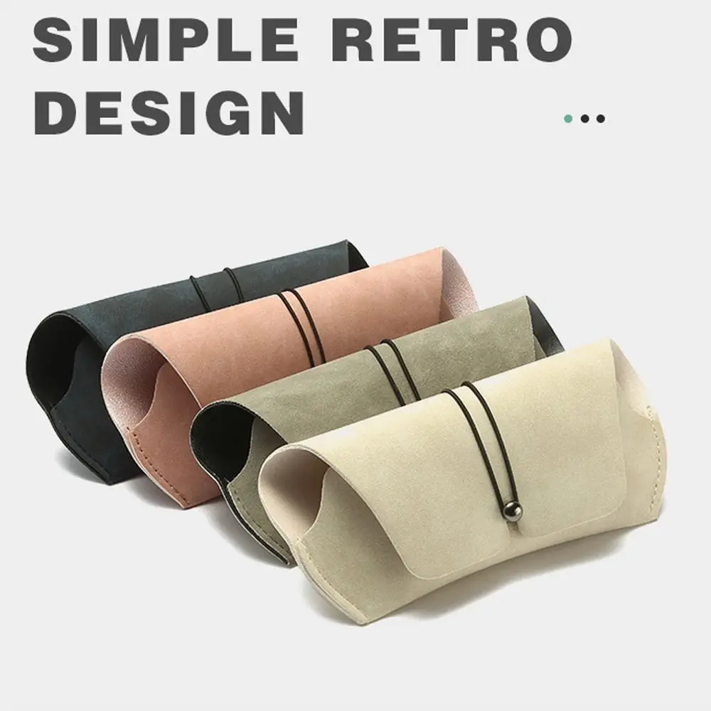 Fashion PU Leather Glasses Case Waterproof Anti-knock Reading Glasses Bag with Pull Cord Sunglasses Pouch Eyewear Accessories