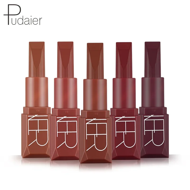 High Quality Nude Waterproof Lipstick Matte Pumpkin Color Lipsticks Vitamin-E Moisturizing Water-Resistant Lip Stick Cosmetic