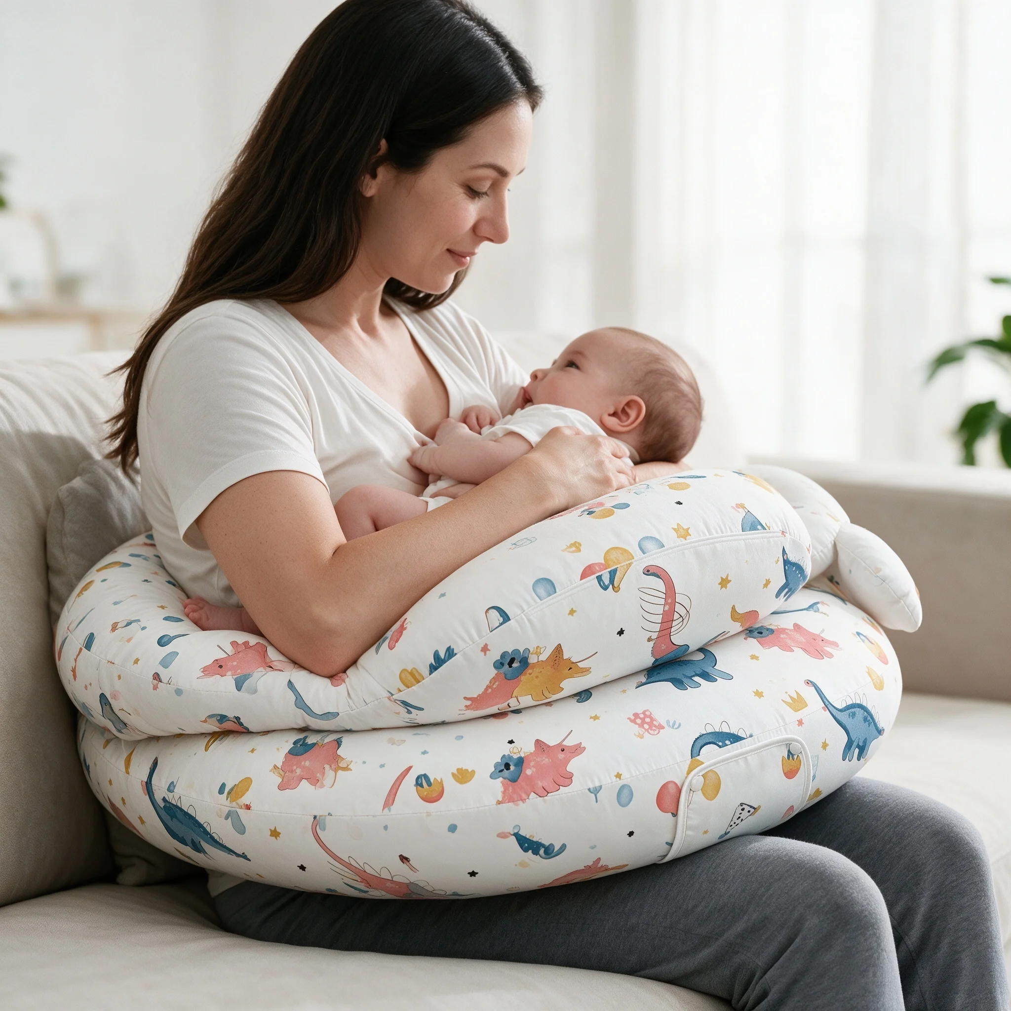 多機能マタニティ授乳枕、妊婦向けソフト授乳サポートクッション、調整可能なボディ授乳枕