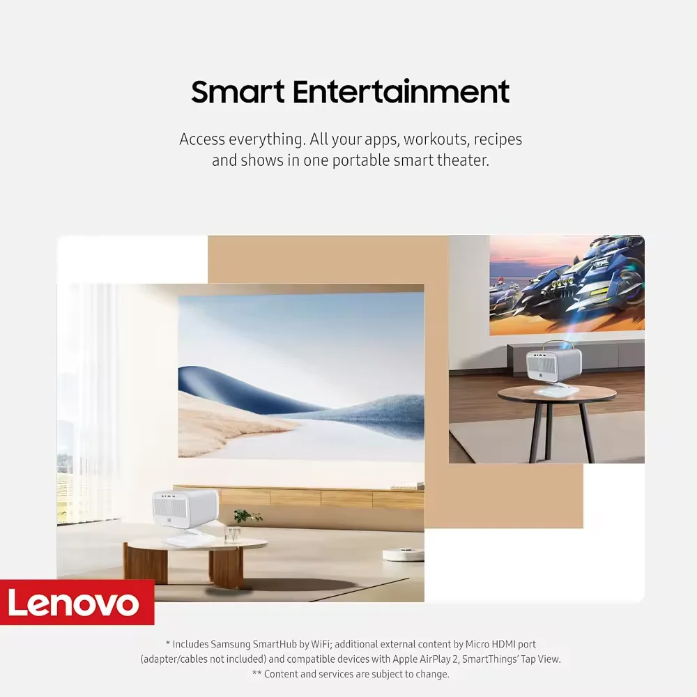 Projecteur portable Lenovo Xiaoxin 100P 570CVIA, mise au point automatique haute luminosité 1920x1080dpi Wifi6 360 °   Projecteur de cinéma maison PTZ 1080P