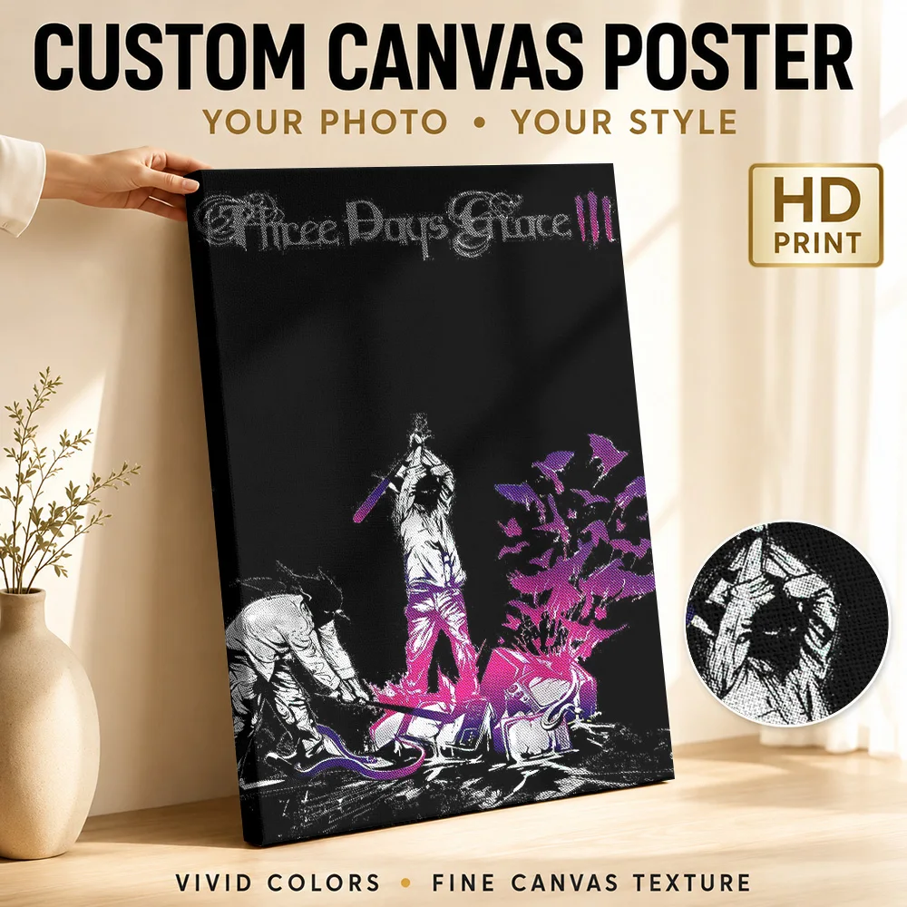 Three Days Grace III Album Canvas Painting Poster Grunge Style Wall Decor With Personalized Photo For Home Office Ideal Fan Gift