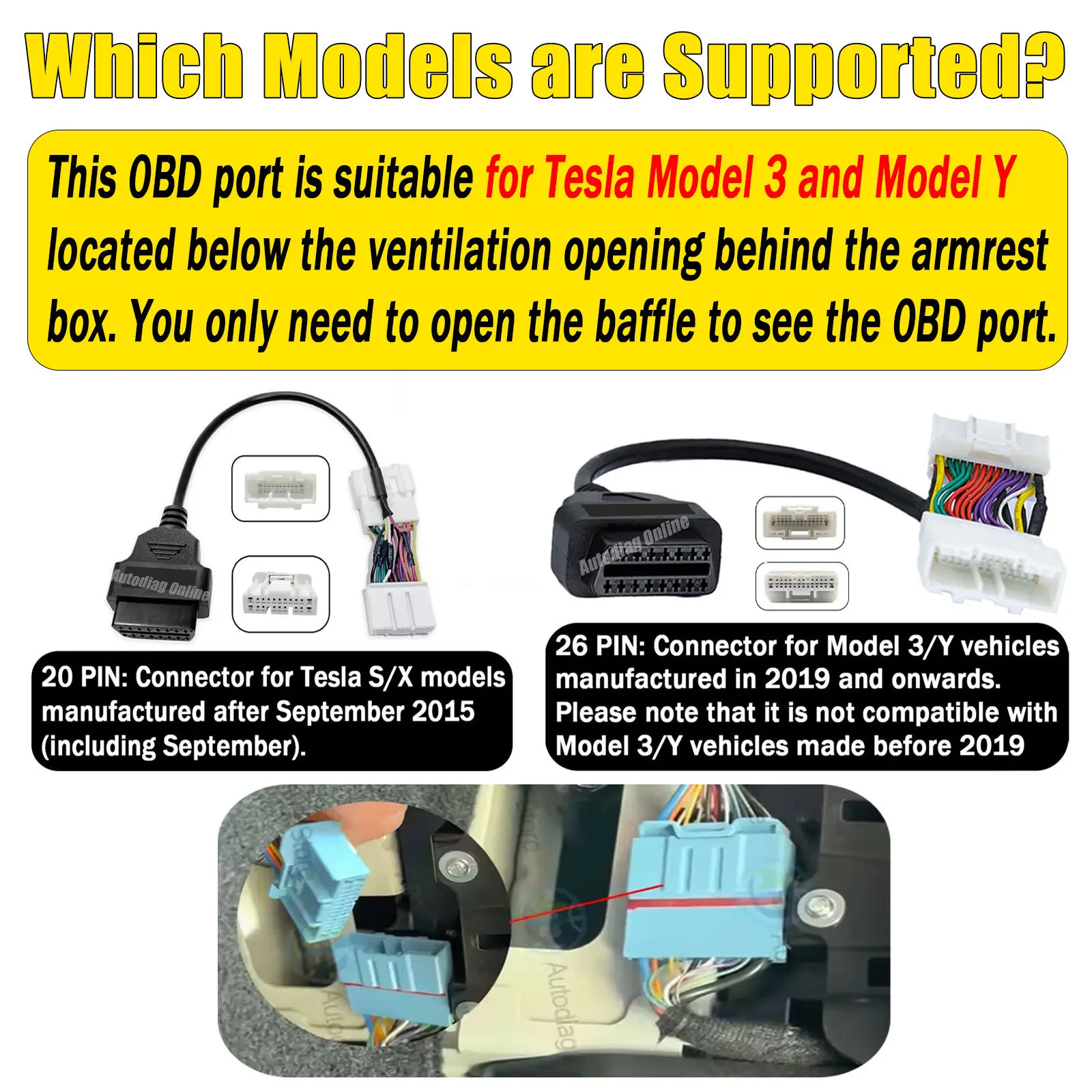 Ethernet-Kabel für Tesla Model 3/Y/X/S 1013230-00-A/1137658-00-C für Tesla Toolbox ENET Diagnoseadapter 26-Pin 20-Pin zu OBD2 – Detail 11