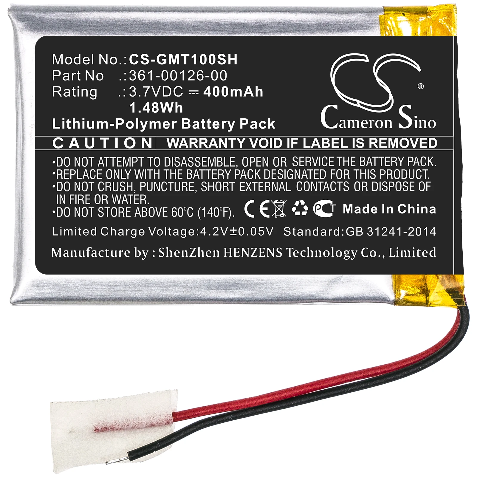 CS Replacement Battery for Garmin Tactix Delta,010-02357-00 PN:361-00126-00 400mAh / 1.48Wh