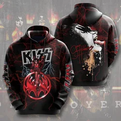 Rock Band Kiss Hoodies 3D Printing Men Women Hip Hop Oversized Pullover Hooded Sweatshirts Fashion Streetwear Man Tops Clothing