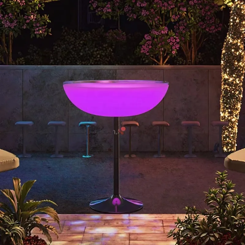 Portable  LED Light Bar Tables Chairs for Outdoor Patio Decorative Plastic Furniture for Restaurants Coffee Shops Events