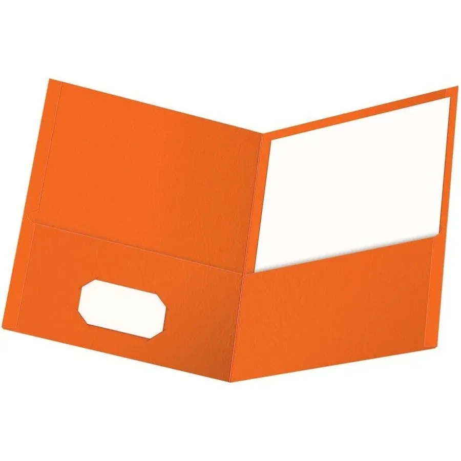 

Twin-Pocket Folders, Textured Paper, Letter Size, Orange, Holds 100 Sheets, Box of 25
