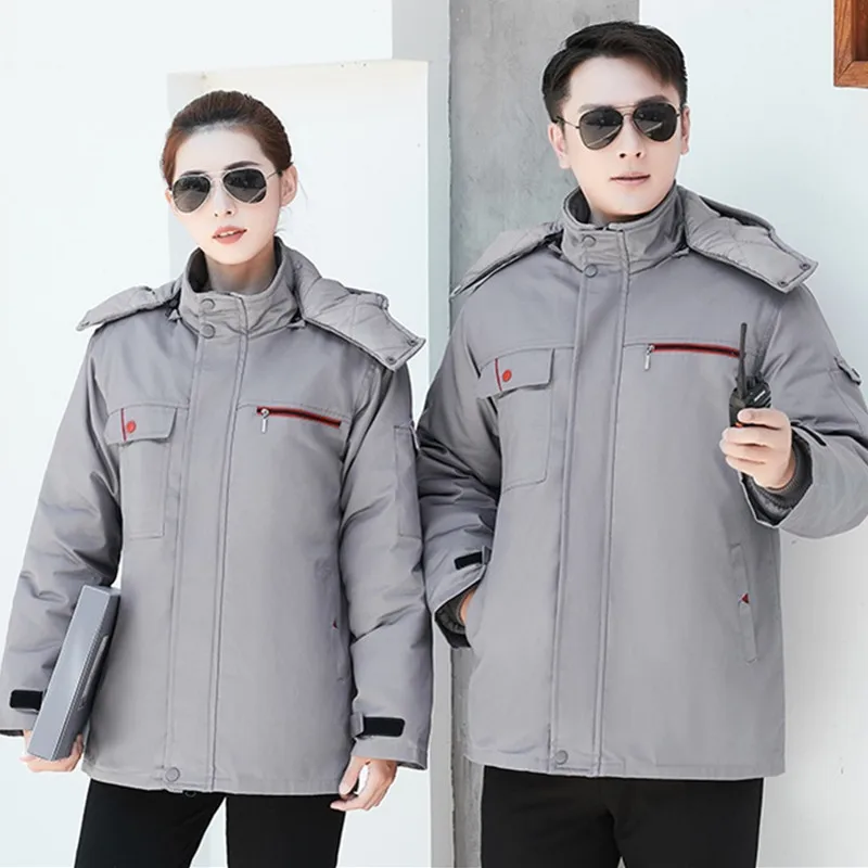 UHYTGF Couples Winter Coat Men's Hooded Thicken Cold Proof Warm Parkas Cotton Jackets Male Medium Length Casual Men Overcoat 141