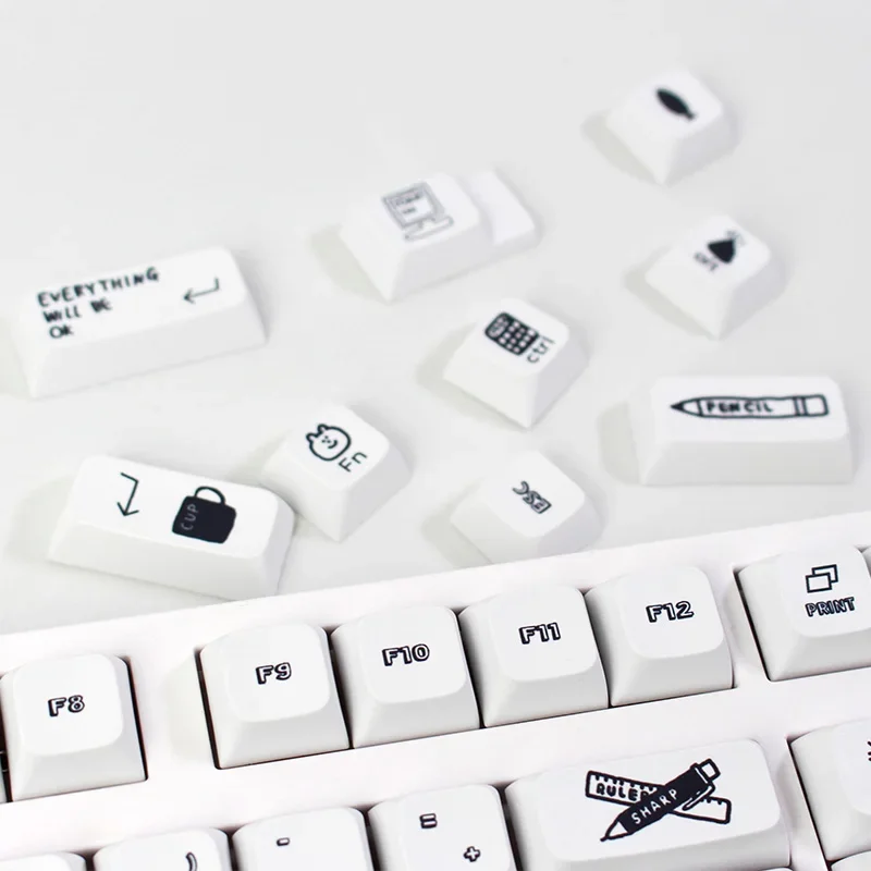 BOW Cartoon Keycap Cute 129 Key Keycap XDA Profile Sublimation Technology PBT Material Keycaps for Mechanical Keyboard