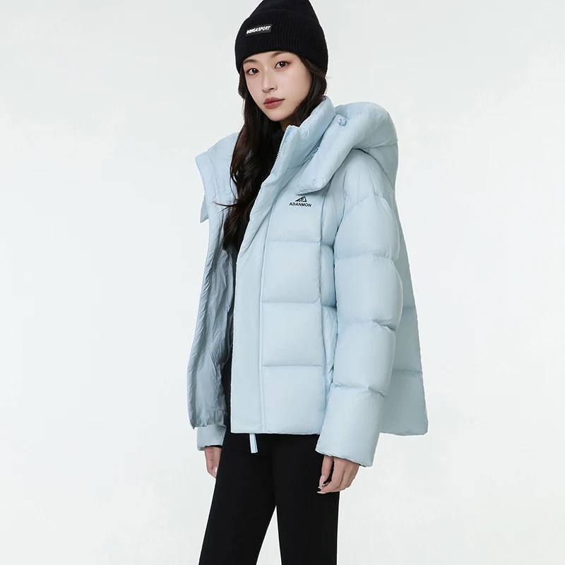 سترة نسائية قصيرة عصرية مملوءة بنسبة 95% من ريش البط الأبيض معطف منتفخ دافئ للشتاء في الهواء الطلق ملابس خارجية غير رسمية مريحة