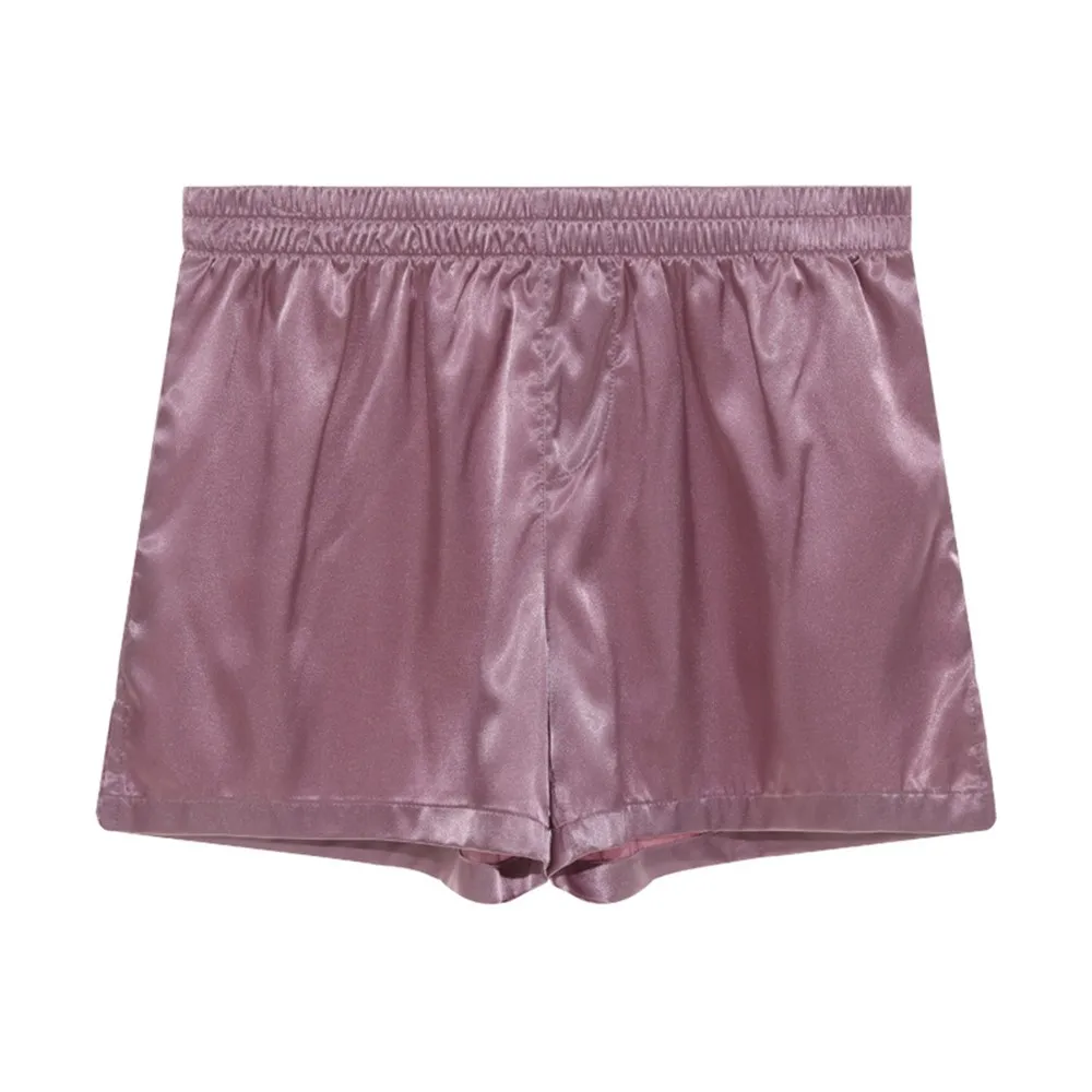 

Mens Shiny Satin Boxer Briefs Beach Bottom Pajamas Summer Men's Panties Breathable Shorts Loose Underwear For Hot Man Nightwear