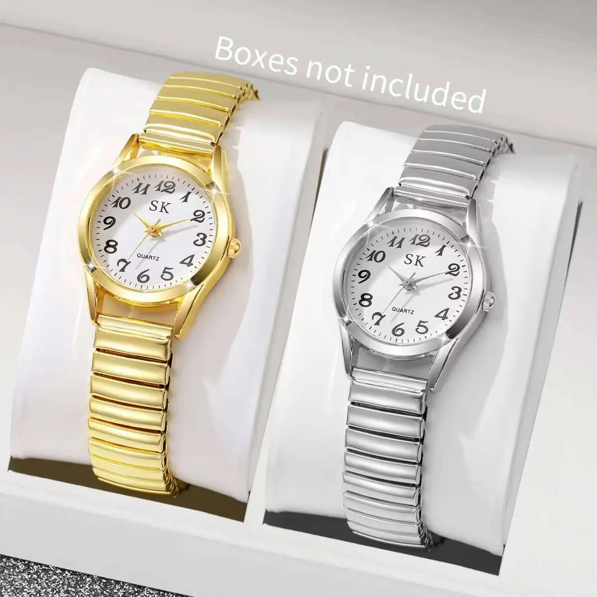 2 قطعة مجموعة ساعات نسائية الموضة السيدات الصغيرة الهاتفي سبيكة شريط مرن كوارتز ساعات المعصم للفتيات Reloj Mujer (بدون صندوق)