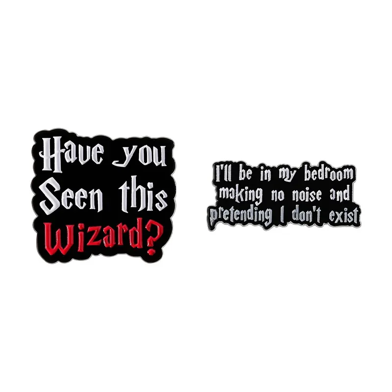 Personalized Black White Letter Brooch Creative Cartoon English Short Sentence Accessory Badge Pins for Backpacks Badges Metal
