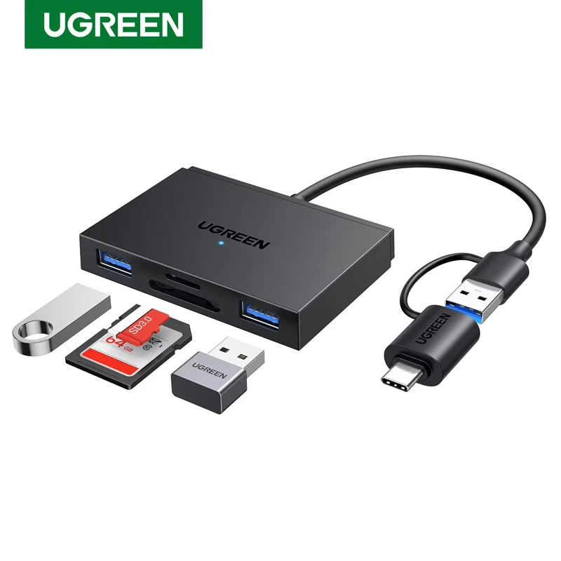 UGREEN 4 in 1 SD Card Reader USB C & OTG USB 3.0 5Gbps High speed Transmission Adapter SD TF Card Card Reader for MacBook