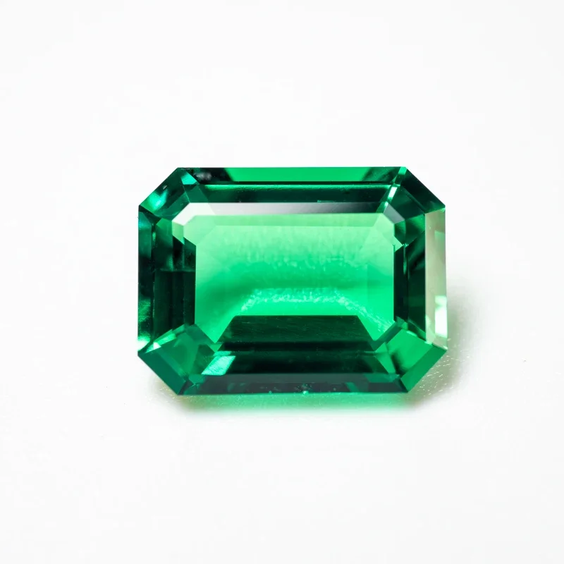 

Lab Grown Columbia Emeralds size 13x18mm Hydrothermal Emerald Hand Cut with Cracks Inclusions Inside Selectable AGL Certificate