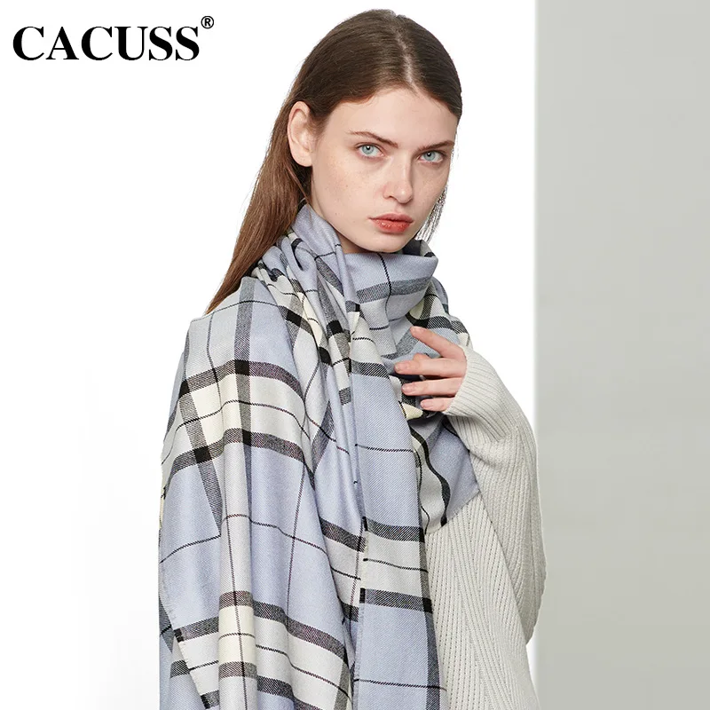 Winter Warm Extended Printed Scarf Wholesale Bib Female Students Thickened Windproof Fashion Plaid Big Shawl Birthday Gift