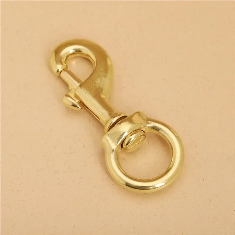 1piece Brass Snap Hook Carabiner Rotatable Bolt Trigger Clip Clasp Buckle for Leathercraft Bag Strap Pet Leash Parts Accessories