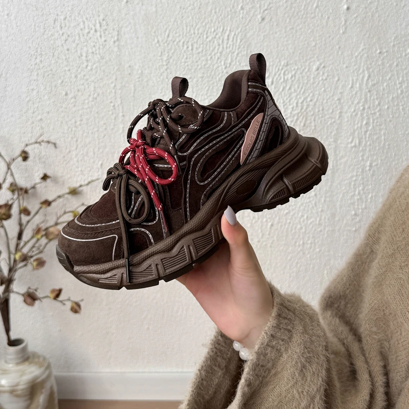 

Women's Chunky Platform Lightweight Thick Sole Height-Increasing Casual Sports Footwear for Petite