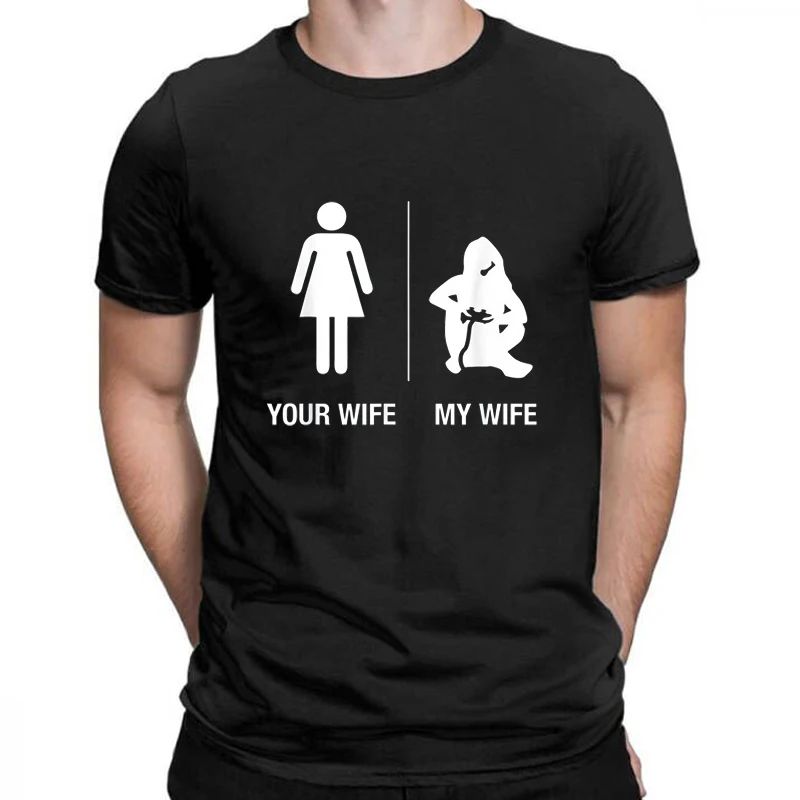 Mens T Shirt Your Wife My Wife Gamer Graphic Tshirts Funny Gaming Husband Gift Youth Tops Tee T-shirt Comics Tees Camiseta