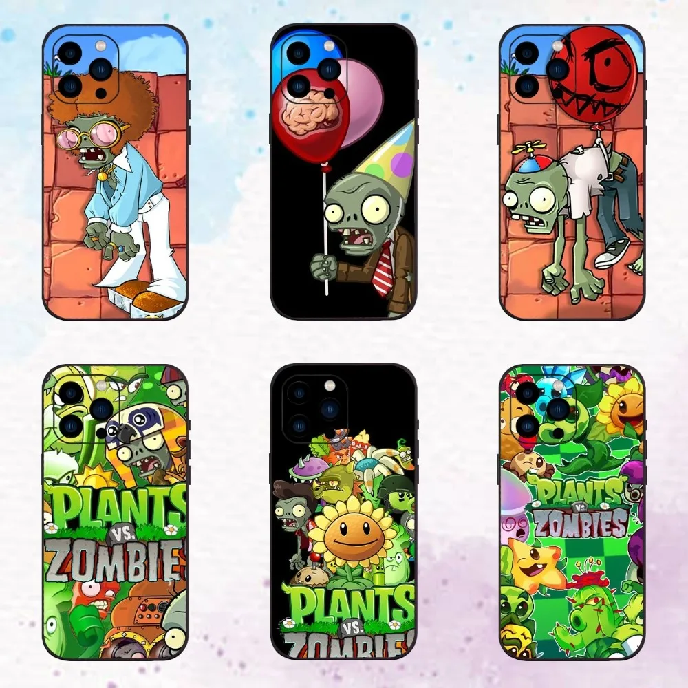 P-Plants Vs Z-Zombies Game  Phone Case  For iPhone 11 12 13 14 15 Pro Max Mini Plus XS XR X Black Silicone Soft Case