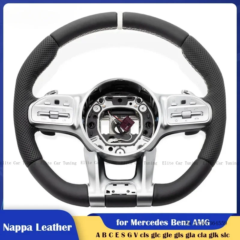 

Modified Car Steering Wheel White Stiching for Mercedes Benz AMG E300 W166 W204 W205 W212 W213 W447 C63s C450 E53 Gla45 E300d