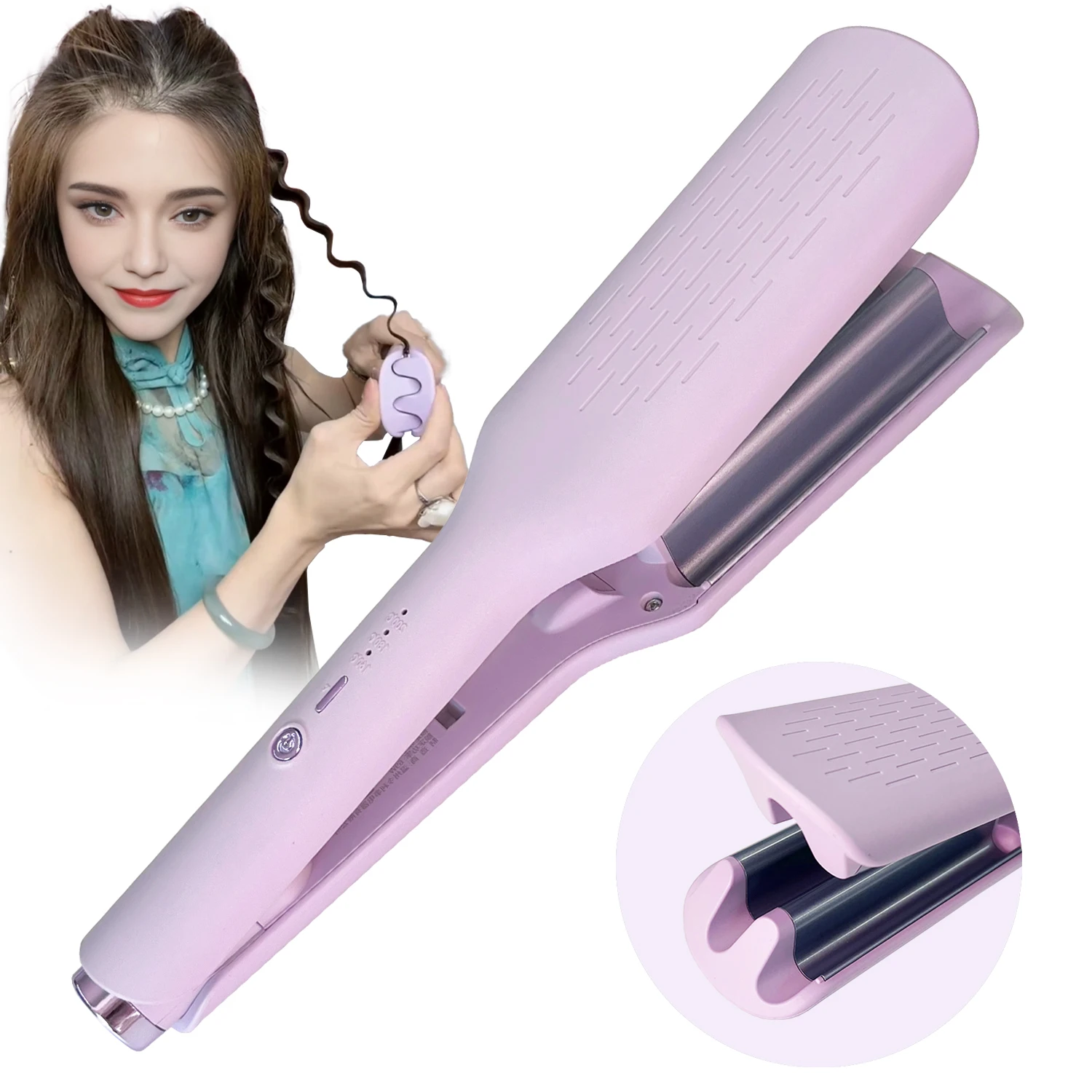 

10mm 4 Barrel Hair Crimper Beach Waves Volumizing Hair Curling Iron PTC Heating Ceramic Hair Waver Styling Tools for Women Girls