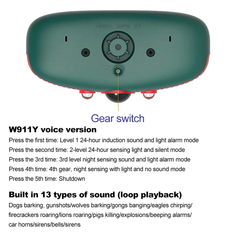 -RRKK نظام تنبيه أمان خارجي حساس للطاقة الشمسية PIR محس حركة نباح 129Db تحذير صوتي