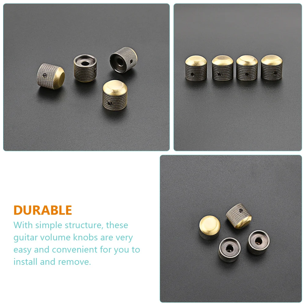 

4pcs Metal Guitar Volume Knobs Electric Bass Instruments Heavy Sturdy Control Knob Hats Replacement Accessories