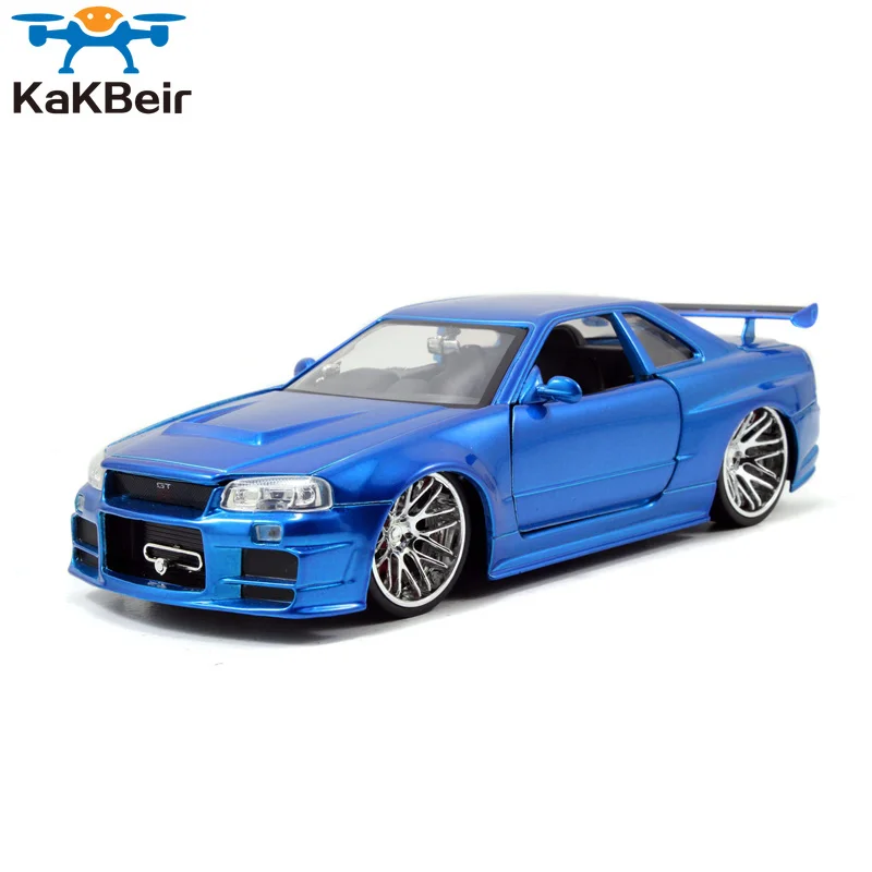 

1:24, Брайан 2002, Nissan Skyline GT-R (BNR34), игрушечный автомобиль, металлический 12 + литая машина