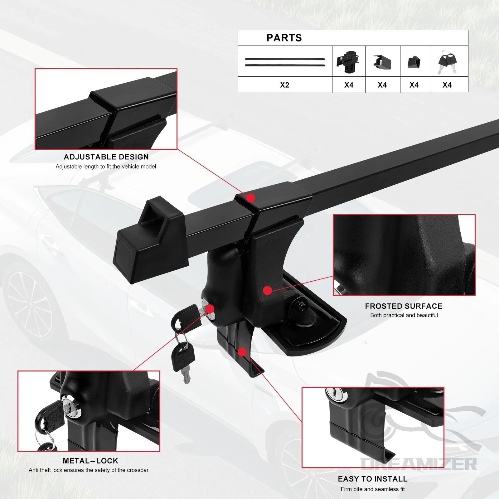 1 Pair Universal 54 inch Vehicle Car Roof Mounting Rack Rail Bar Black Aluminum Luggage Carrier With Lock Top Car Rack view 3