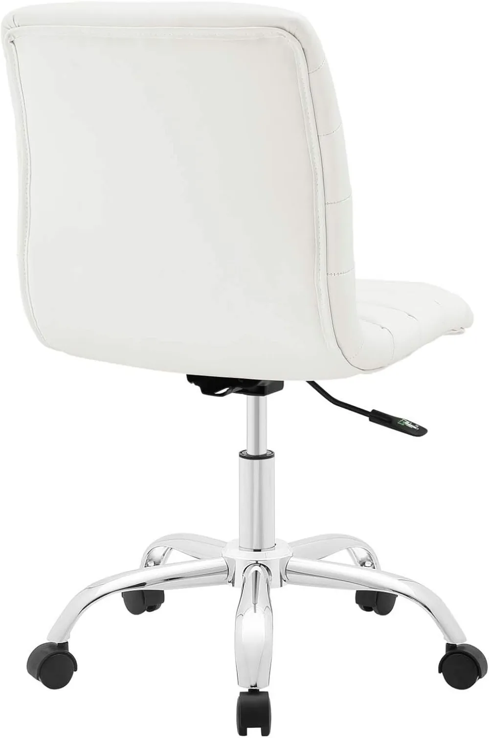 كرسي مكتب دوار بدون ذراع مضلع باللون الأبيض مع دعم قطني وتعديل الارتفاع