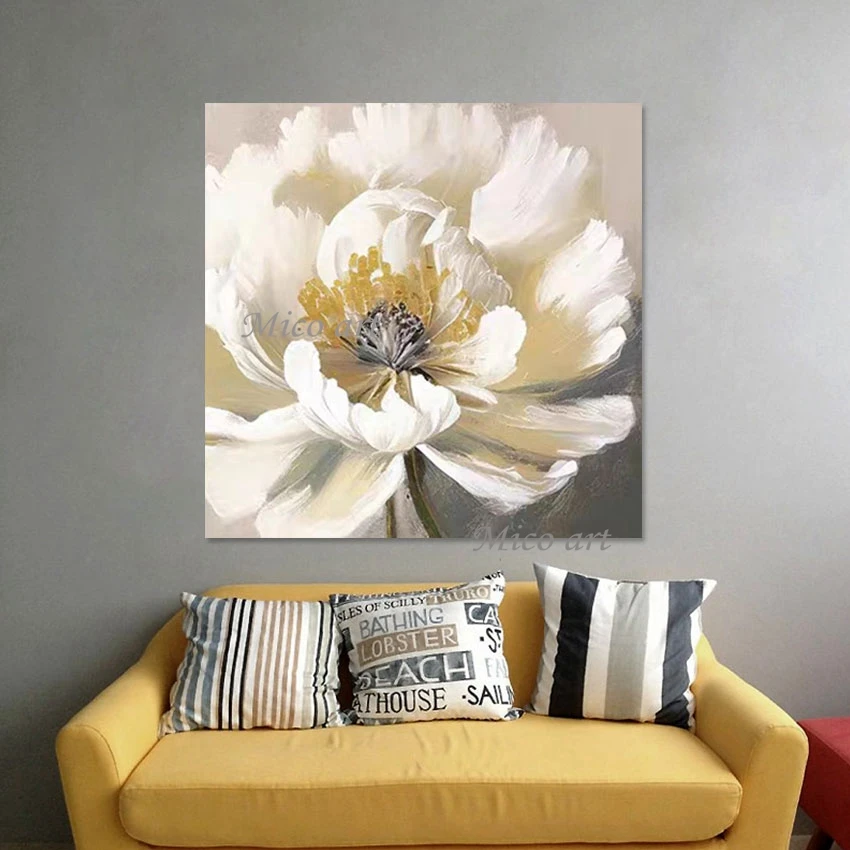 Large Abstract Acrylic Flower Hand Painted Drawing Canvas Artwork Wedding Decorative Piece Unframed Art Picture Floral Wall