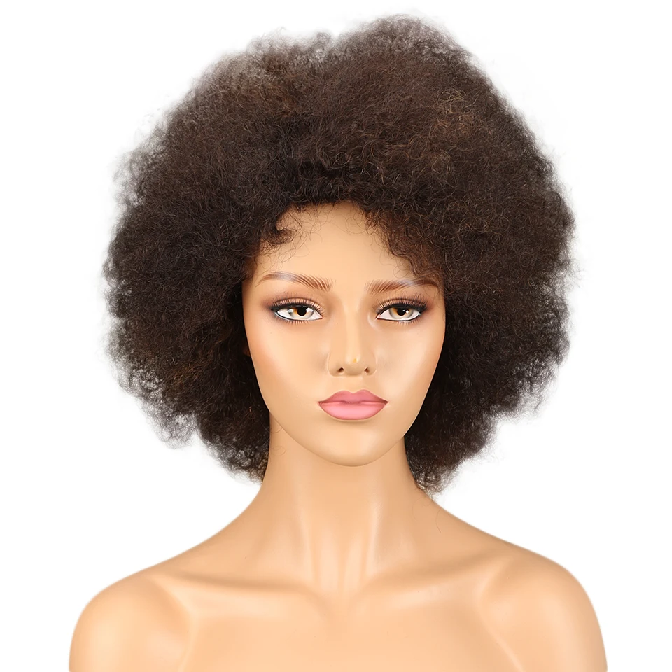 Brazilian Afro Kinky Curly Bob Wigs P4/30# 200% Density Remy Human Hair Wigs Brown Color P2/33# F1B/99J Wigs With Bang For BlacK