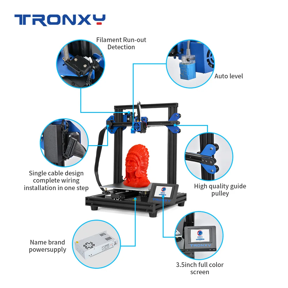 Tronxy 3D Printer XY-2 PRO 255*255mm Build Size TMC Ultra-quiet Motor Drive Chip Auto Leveling High Quality Printing