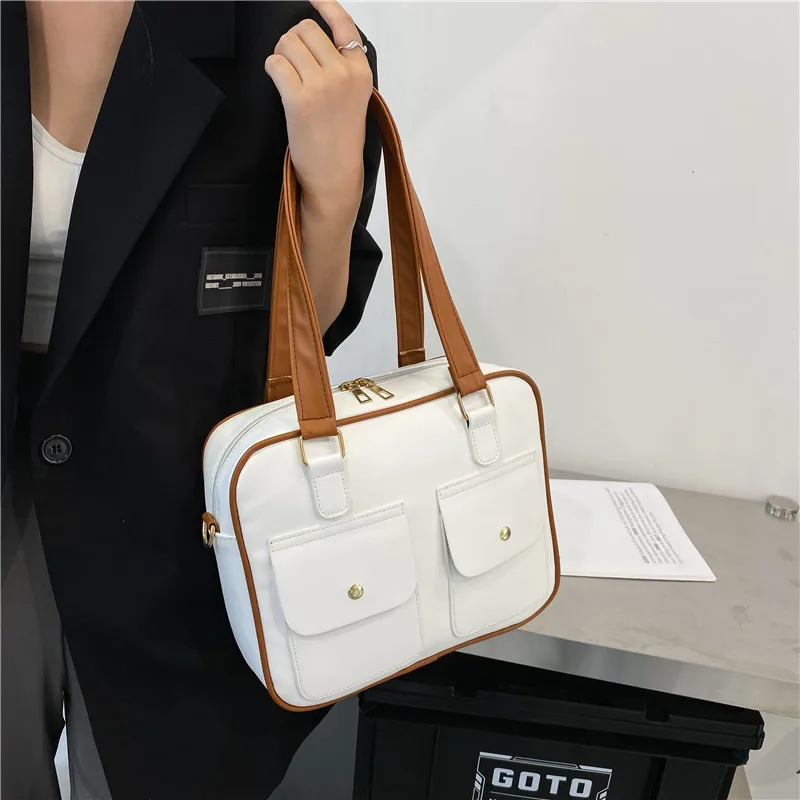 Large Capacity Women\'s Bag New Trendy Fashionable Style Handheld One Shoulder Commuter Bag Collent Student Classroom Bags