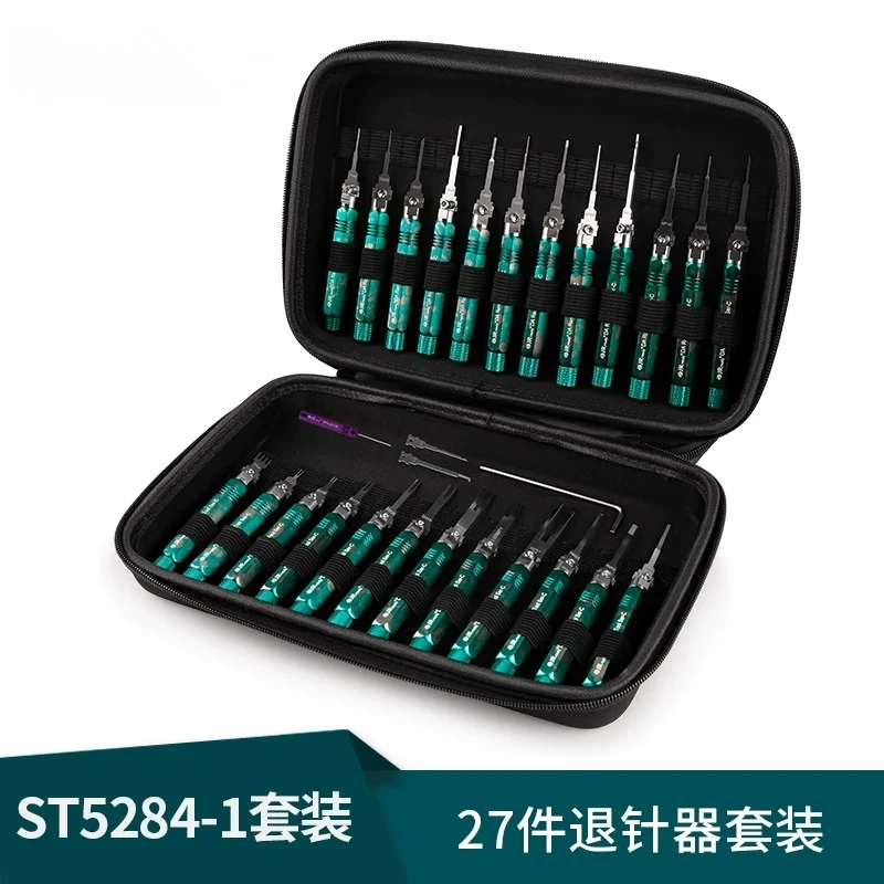 JRready 27-Piece Automotive Wire Harness Plug Retracting Needle Set Aviation Terminal Disassembly Tool Kit for Electronics