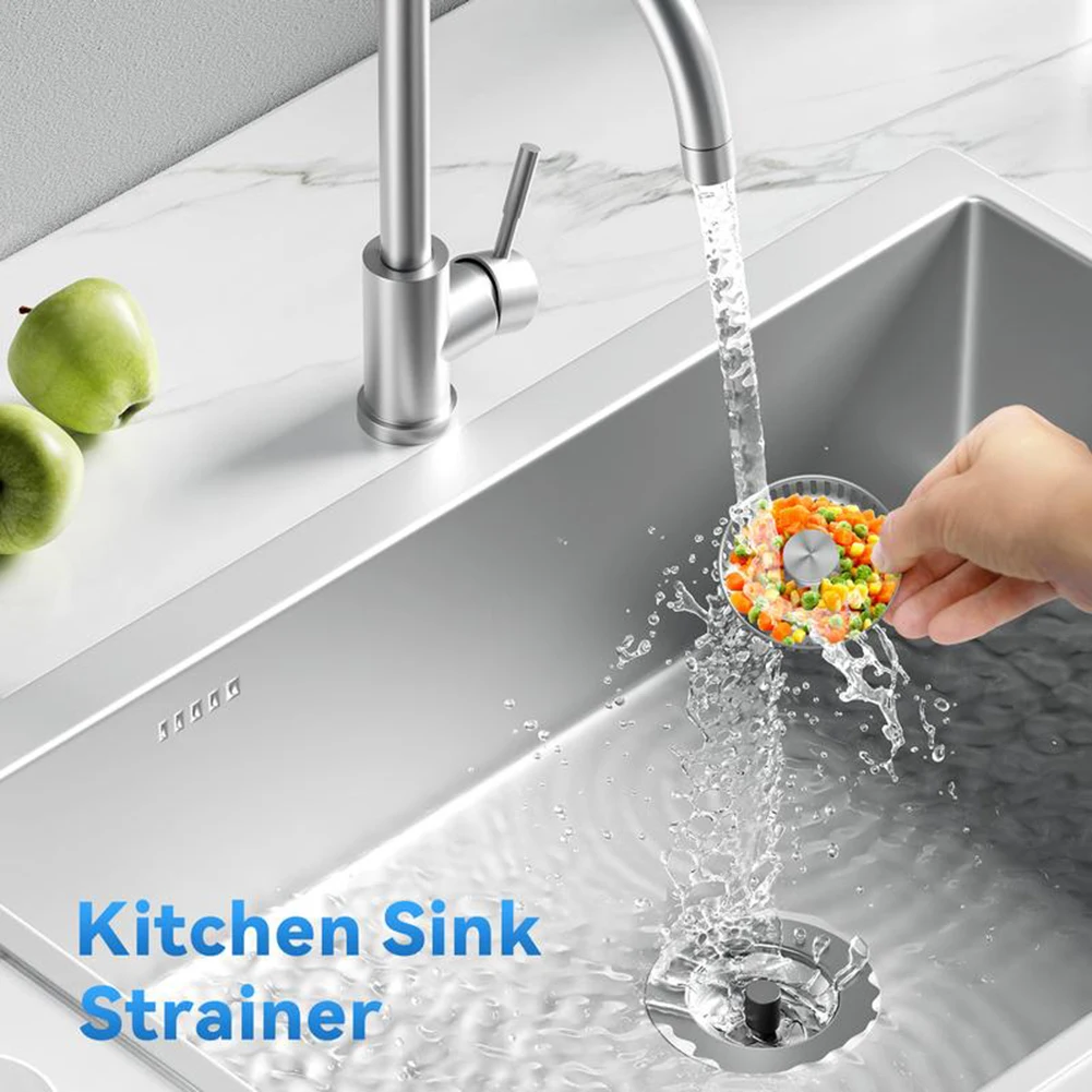 3 In 1 Kitchen Sink Drain Strainer Anti-Clogging Pops-Up Stopper Sink Filter Plug Garbage Disposal Stainless Sink Accessories